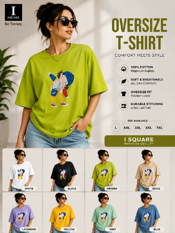 I SQUARE LAUNCH READYMADE COTTON OVER SIZE T SHIRT FOR WOMEN ONLINE
