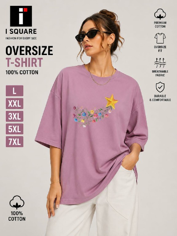 I SQUARE LAUNCH READYMADE COTTON OVER SIZE T SHIRT FOR WOMEN ONLINE