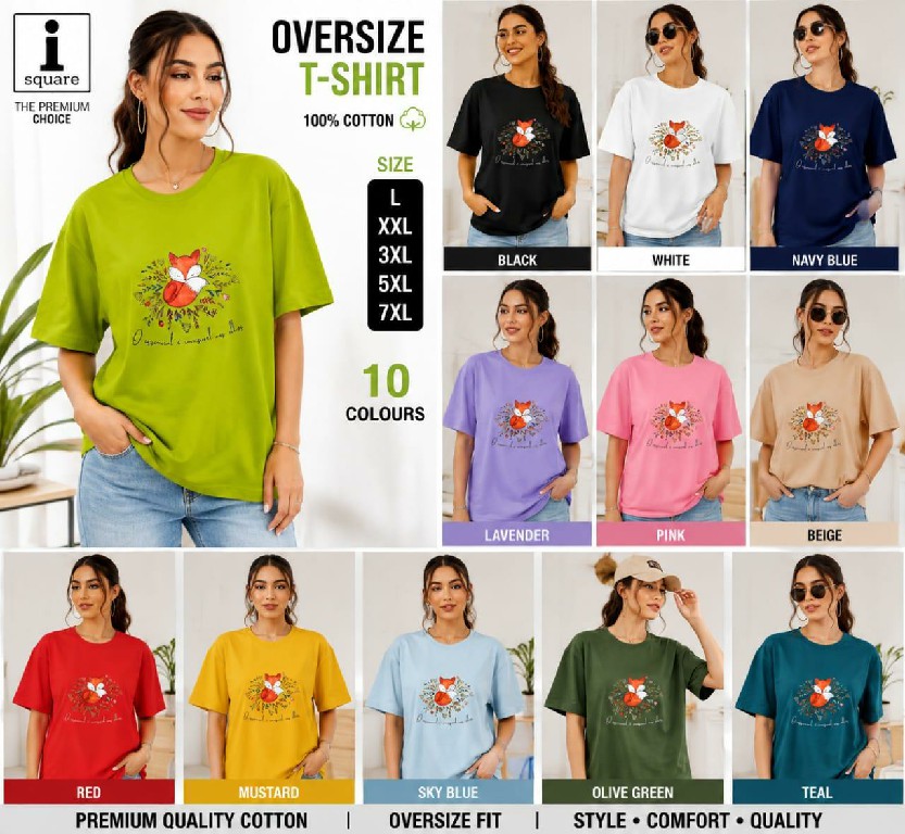 I SQUARE LAUNCH READYMADE COTTON OVER SIZE T SHIRT FOR WOMEN ONLINE