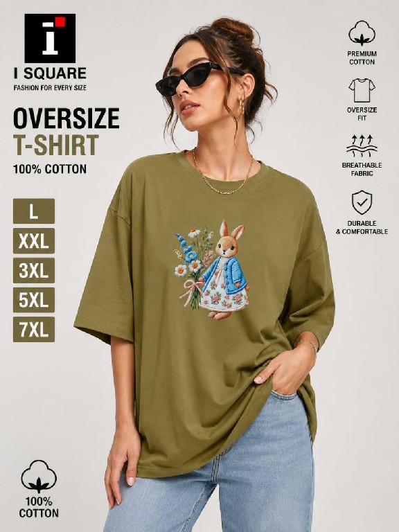 I SQUARE LAUNCH READYMADE COTTON OVER SIZE T SHIRT FOR WOMEN ONLINE