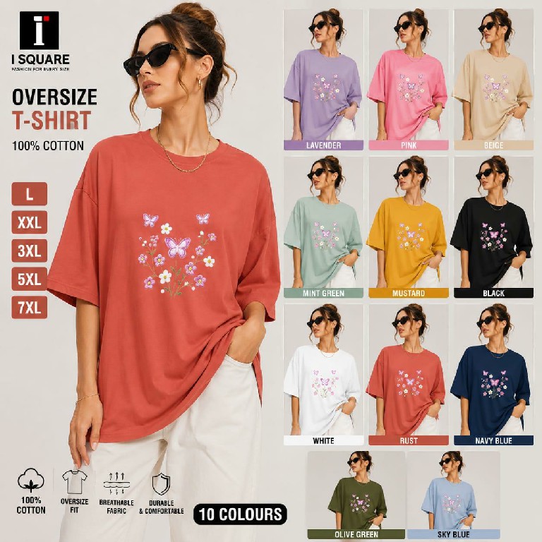 I SQUARE LAUNCH READYMADE COTTON OVER SIZE T SHIRT FOR WOMEN ONLINE