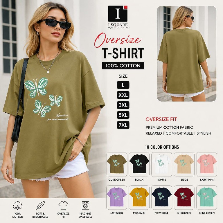 I SQUARE LAUNCH READYMADE COTTON OVER SIZE T SHIRT FOR WOMEN ONLINE