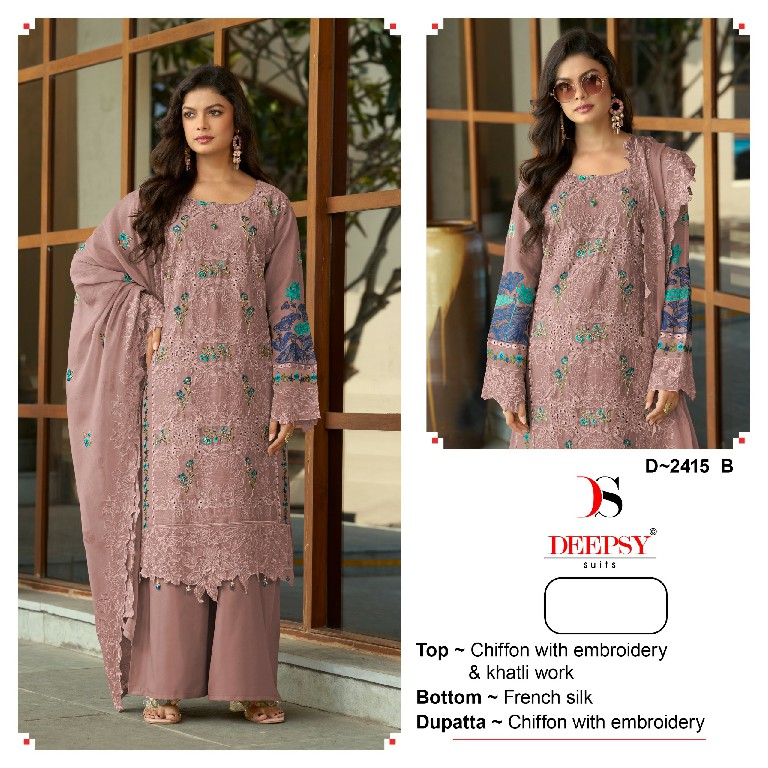 DEEPSY D.NO 2415 WHOLESALE READYMADE CHIFFON ATTRACTIVE PAKISTANI UNSTITCH SALWAR SUITS EXPORTER