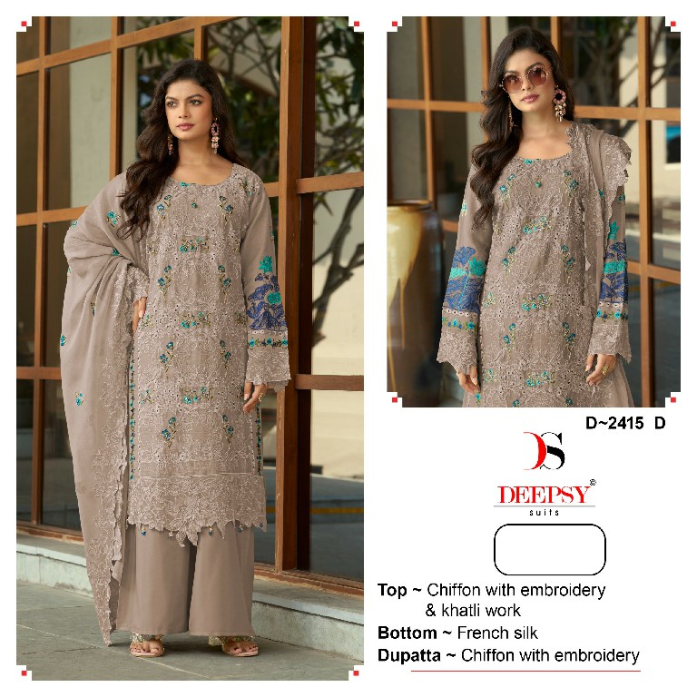DEEPSY D.NO 2415 WHOLESALE READYMADE CHIFFON ATTRACTIVE PAKISTANI UNSTITCH SALWAR SUITS EXPORTER