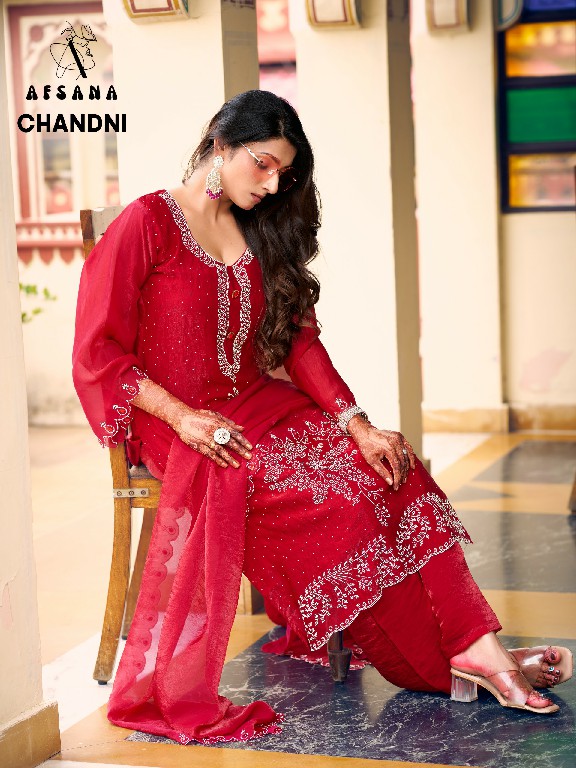 AFSANA CHANDNI WHOLESALE READYMADE FANDY SATIN FESTIVE WEAR 3 PCS COMBO SET SUITS SUPPLIER