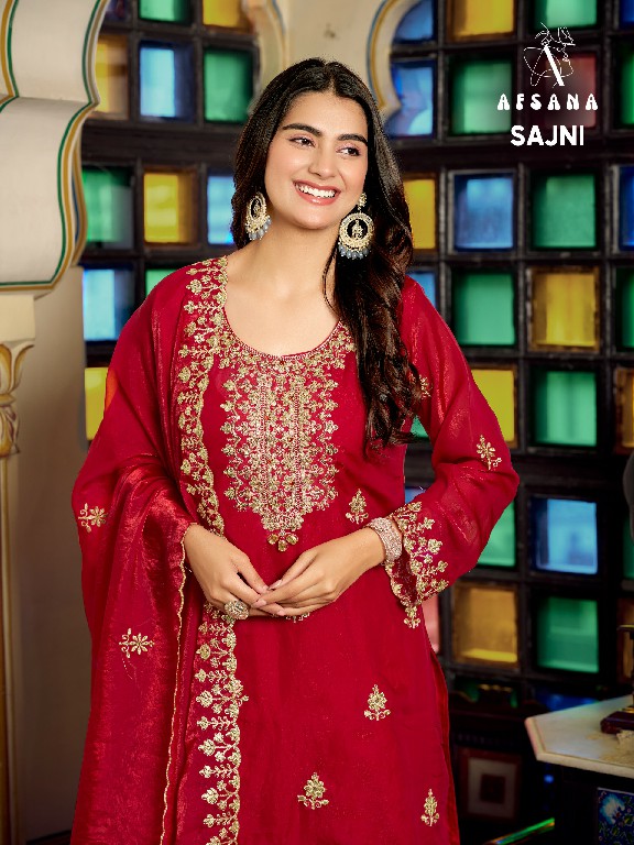 AFSANA SAJNI WHOLESALE READYMADE FANDY SATIN FESTIVE COLECTION 3 PCS COMBO SET SUITS EXPORTER