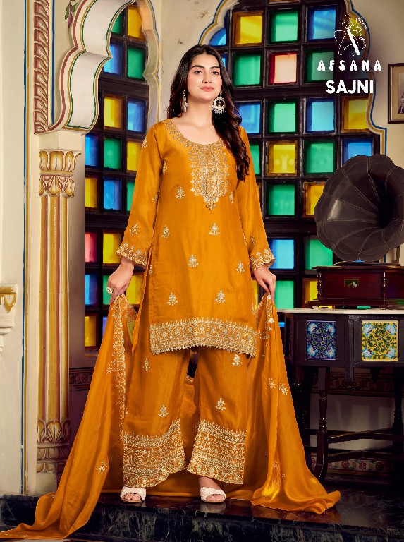 AFSANA SAJNI WHOLESALE READYMADE FANDY SATIN FESTIVE COLECTION 3 PCS COMBO SET SUITS EXPORTER