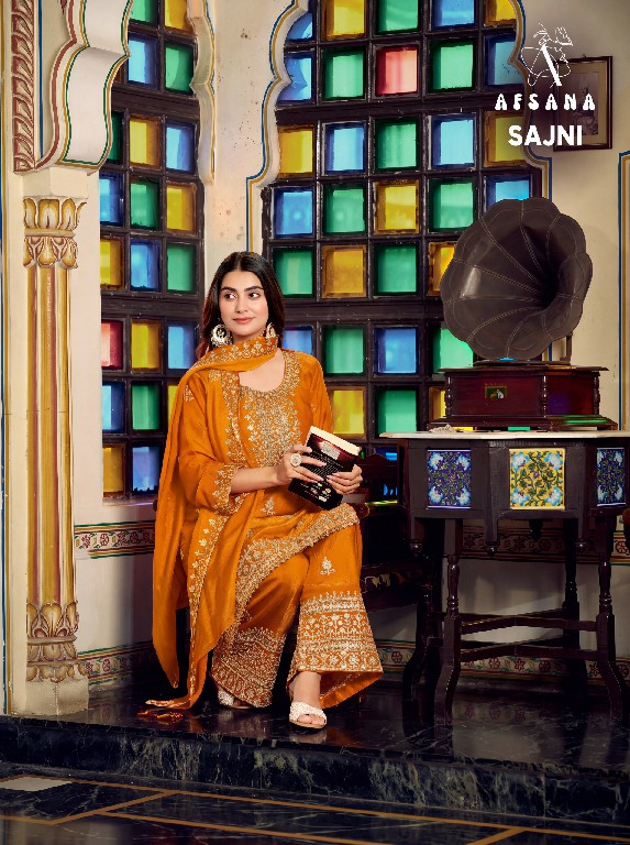 AFSANA SAJNI WHOLESALE READYMADE FANDY SATIN FESTIVE COLECTION 3 PCS COMBO SET SUITS EXPORTER