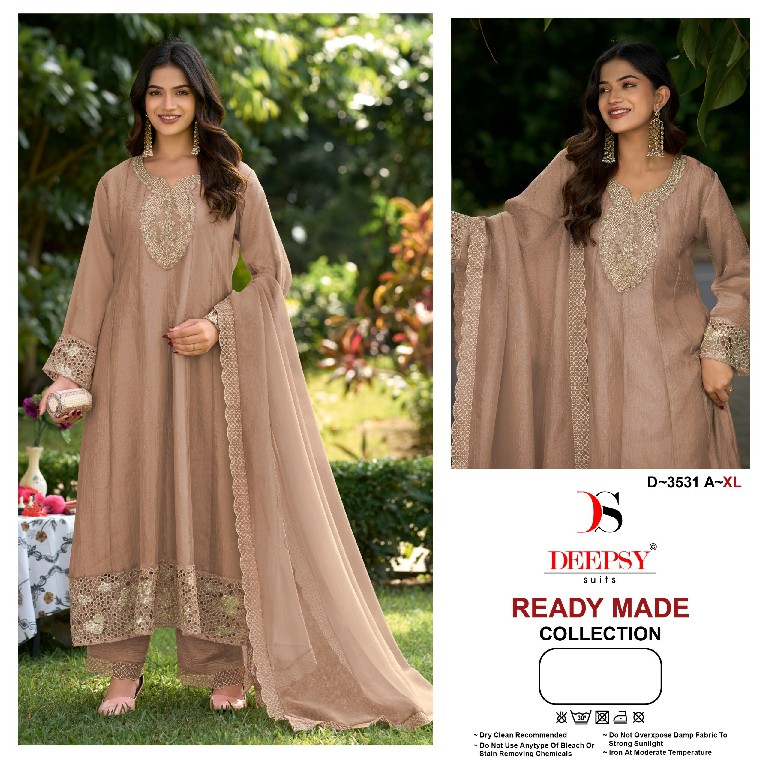 DEEPSY D.NO 3531 WHOLESALE READYMADE SALSA SILK WITH WORK ANARKALI CONCEPT 3 PCS SUITS SUPPLIER