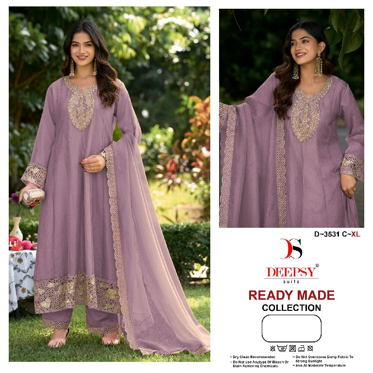 DEEPSY D.NO 3531 WHOLESALE READYMADE SALSA SILK WITH WORK ANARKALI CONCEPT 3 PCS SUITS SUPPLIER