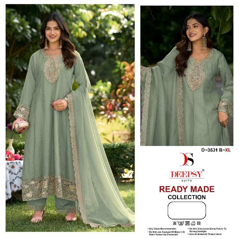 DEEPSY D.NO 3531 WHOLESALE READYMADE SALSA SILK WITH WORK ANARKALI CONCEPT 3 PCS SUITS SUPPLIER