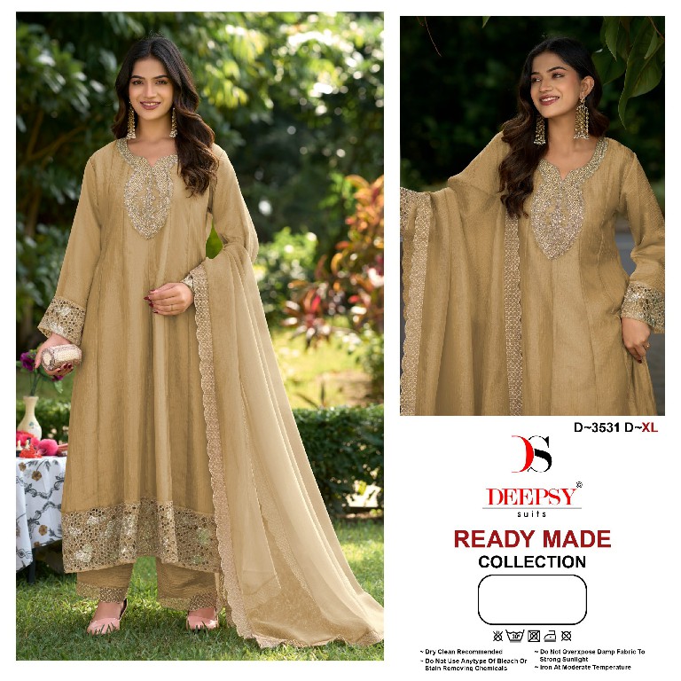 DEEPSY D.NO 3531 WHOLESALE READYMADE SALSA SILK WITH WORK ANARKALI CONCEPT 3 PCS SUITS SUPPLIER