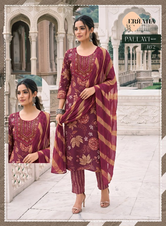 ERRAHA PALLAVI VOL 7 WHOLESALE READYMADE RAYON CAPSULE SHOP TRENDY STRAIGHT CUT 3 PCS SUITS FOR EXPORT