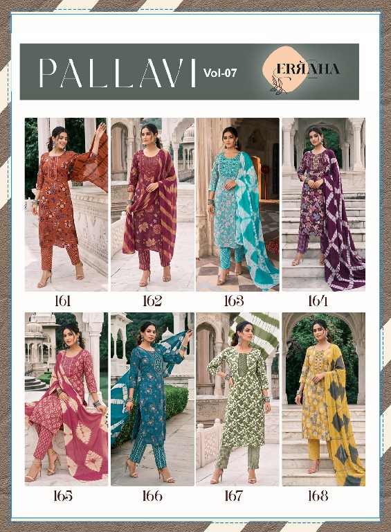ERRAHA PALLAVI VOL 7 WHOLESALE READYMADE RAYON CAPSULE SHOP TRENDY STRAIGHT CUT 3 PCS SUITS FOR EXPORT