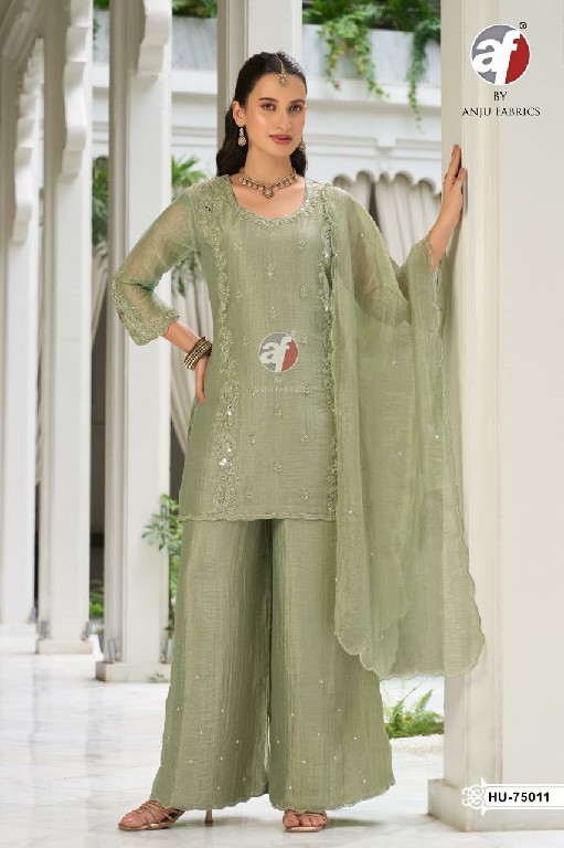 ANJU FAB D.NO HU 75009 TO 75012 WHOLESALE READYMADE SALSA TRENDY BEAUTIFUL 3 PCS COMBO SET SUITS EXPORTER