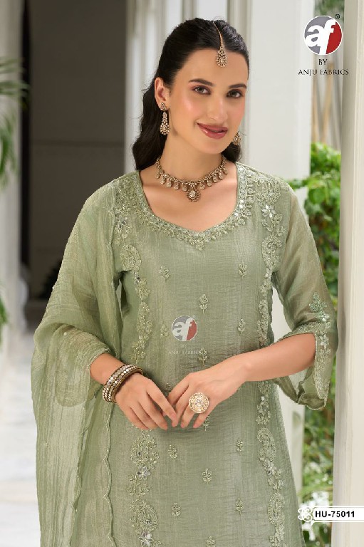 ANJU FAB D.NO HU 75009 TO 75012 WHOLESALE READYMADE SALSA TRENDY BEAUTIFUL 3 PCS COMBO SET SUITS EXPORTER