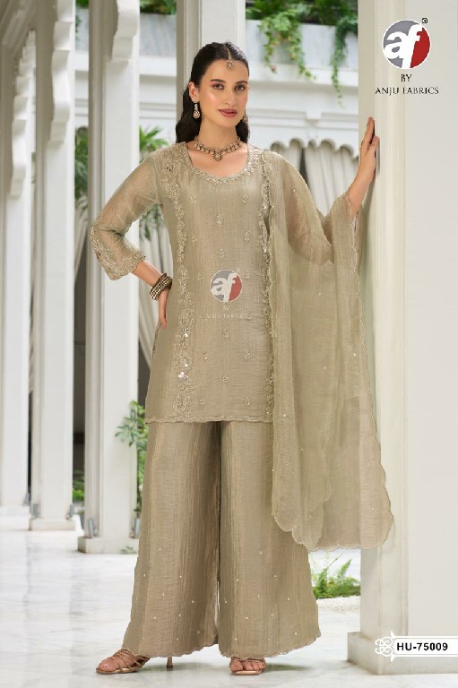 ANJU FAB D.NO HU 75009 TO 75012 WHOLESALE READYMADE SALSA TRENDY BEAUTIFUL 3 PCS COMBO SET SUITS EXPORTER