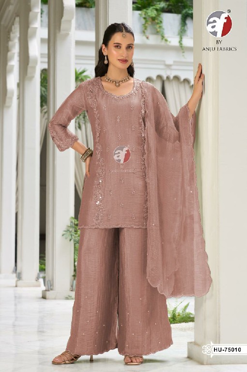 ANJU FAB D.NO HU 75009 TO 75012 WHOLESALE READYMADE SALSA TRENDY BEAUTIFUL 3 PCS COMBO SET SUITS EXPORTER