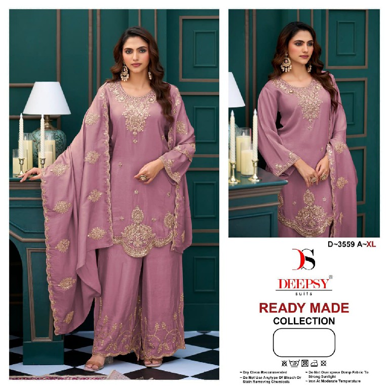 DEEPSY D.NO 3559 WHOLESALE READYMADE VISCOSE TISSUE SILK SUPER HIT COLLECTION 3 PCS SUITS SUPPLIER