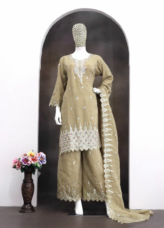 MAARIA-A D.NO 1001 WHOLESALE READYMADE HEAVY CRUNCHY WITH BEADS WORK 3 PCS SUITS ONLINE