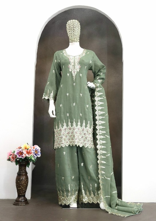 MAARIA-A D.NO 1001 WHOLESALE READYMADE HEAVY CRUNCHY WITH BEADS WORK 3 PCS SUITS ONLINE