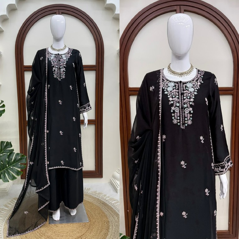 TEXTILEDEAL D.NO 6081 WHOLESALE READYMADE RAYON SATIN DESIGNER 3 PCS SUITS FOR EXPORT