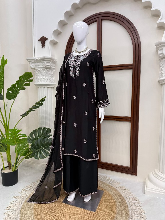TEXTILEDEAL D.NO 6081 WHOLESALE READYMADE RAYON SATIN DESIGNER 3 PCS SUITS FOR EXPORT