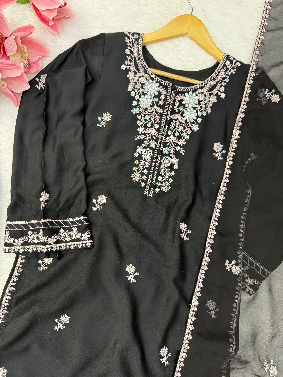 TEXTILEDEAL D.NO 6081 WHOLESALE READYMADE RAYON SATIN DESIGNER 3 PCS SUITS FOR EXPORT