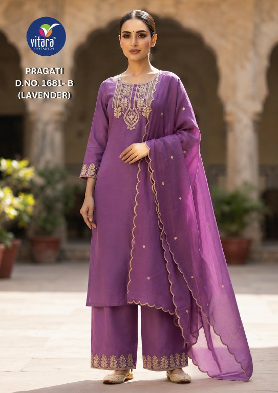VITARA FASHION PRAGATI WHOLESALE READYMADE CRAPE SILK WITH HAND WORK 3 PCS COMBO SET SUITS EXPORTER