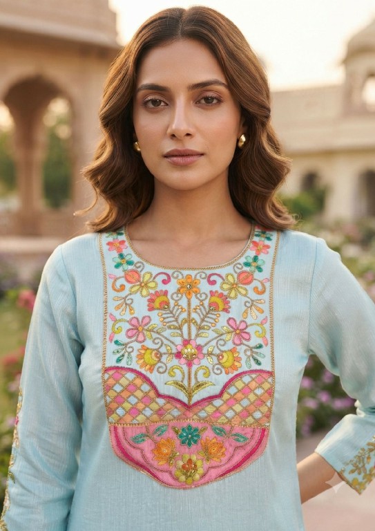 VITARA FASHION RENUKA WHOLESALE READYMADE CHINON SATIN BEAUTIFUL 3 PCS COMBO SET SUITS EXPORTER