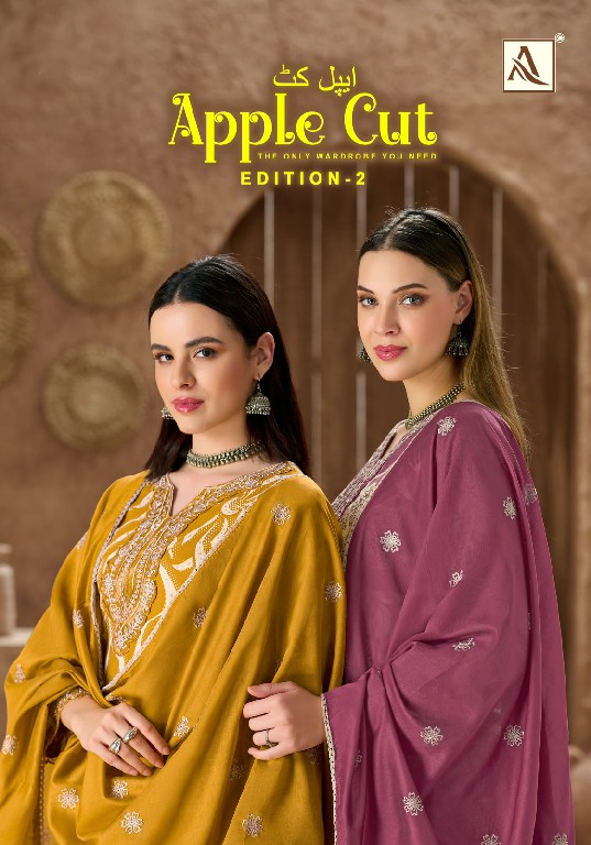 ALOK SUIT APPLE CUT VOL 2 WHOLESALE PURE VISCOSE RAYON WITH FANCY WORK UNSTITCH SALWAR SUITS EXPORTER