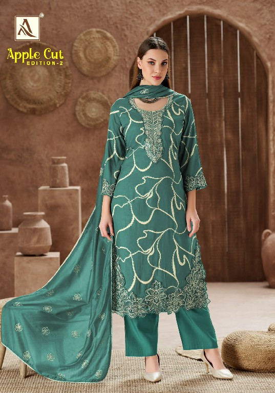 ALOK SUIT APPLE CUT VOL 2 WHOLESALE PURE VISCOSE RAYON WITH FANCY WORK UNSTITCH SALWAR SUITS EXPORTER