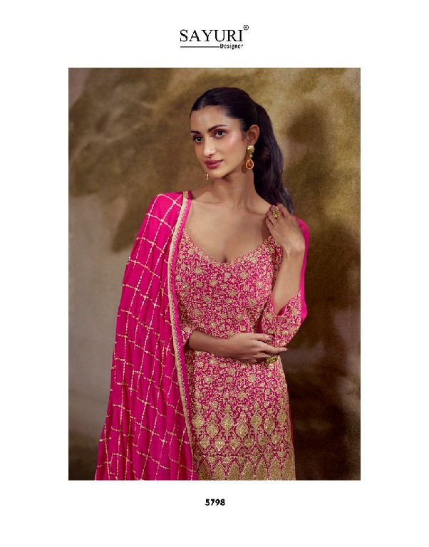 SAYURI DESIGNER BANNO WHOLESALE READYMADE REAL GEPORGETTE HEAVY FESTIVE LOOK PLAZZO STYLE 3 PCS SUITS EXPORTER