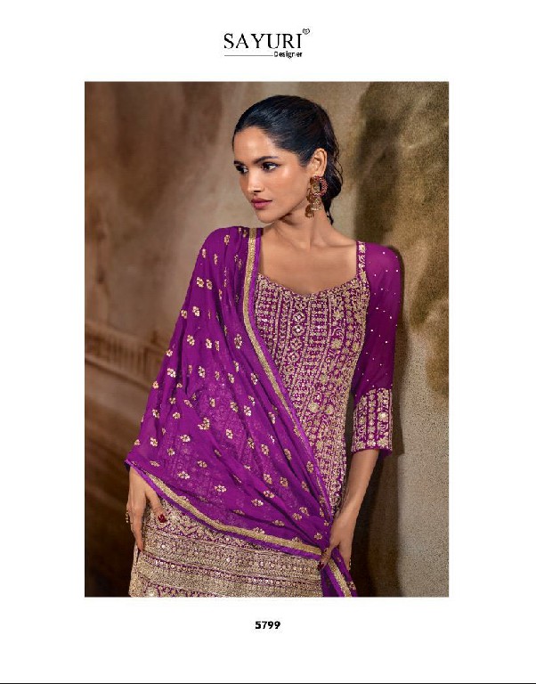 SAYURI DESIGNER BANNO WHOLESALE READYMADE REAL GEPORGETTE HEAVY FESTIVE LOOK PLAZZO STYLE 3 PCS SUITS EXPORTER