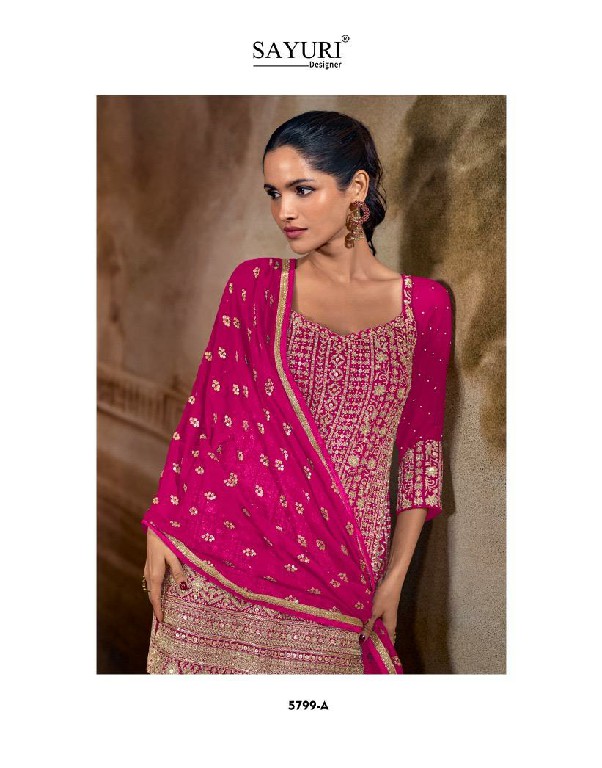 SAYURI DESIGNER BANNO WHOLESALE READYMADE REAL GEPORGETTE HEAVY FESTIVE LOOK PLAZZO STYLE 3 PCS SUITS EXPORTER
