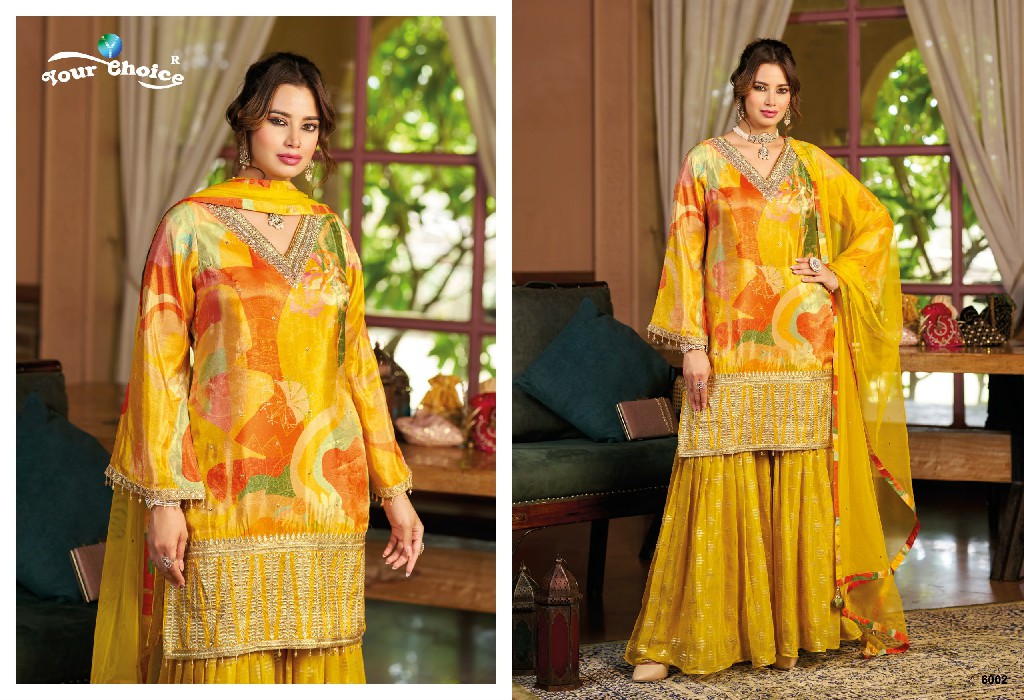 YOUR CHOICE GINNI VOL 6 WHOLESALE CHINON FULL STITCH SHARARA KURTI WITH DUPATTA SUPPLIER