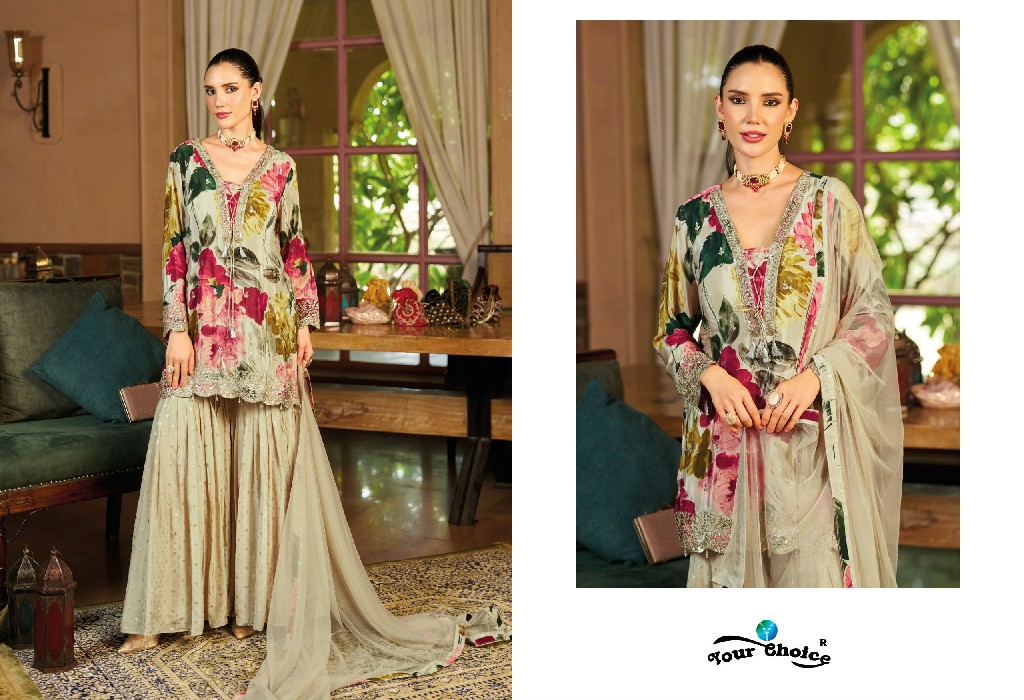 YOUR CHOICE GINNI VOL 6 WHOLESALE CHINON FULL STITCH SHARARA KURTI WITH DUPATTA SUPPLIER