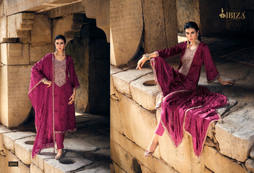 IBIZA SANG-E-SIYAH WHOLESALE PURE VELVET WINTER ELEGANT LOOK UNSTITCH SALWAR SUITS FOR EXPORT
