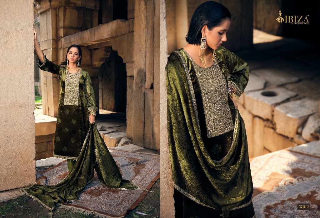 IBIZA SANG-E-SIYAH WHOLESALE PURE VELVET WINTER ELEGANT LOOK UNSTITCH SALWAR SUITS FOR EXPORT