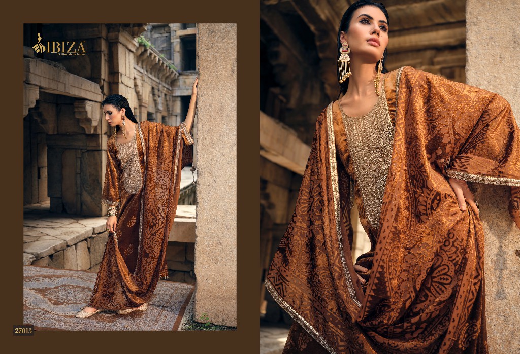 IBIZA SANG-E-SIYAH WHOLESALE PURE VELVET WINTER ELEGANT LOOK UNSTITCH SALWAR SUITS FOR EXPORT