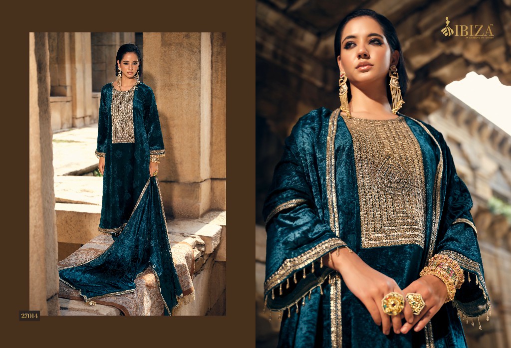 IBIZA SANG-E-SIYAH WHOLESALE PURE VELVET WINTER ELEGANT LOOK UNSTITCH SALWAR SUITS FOR EXPORT