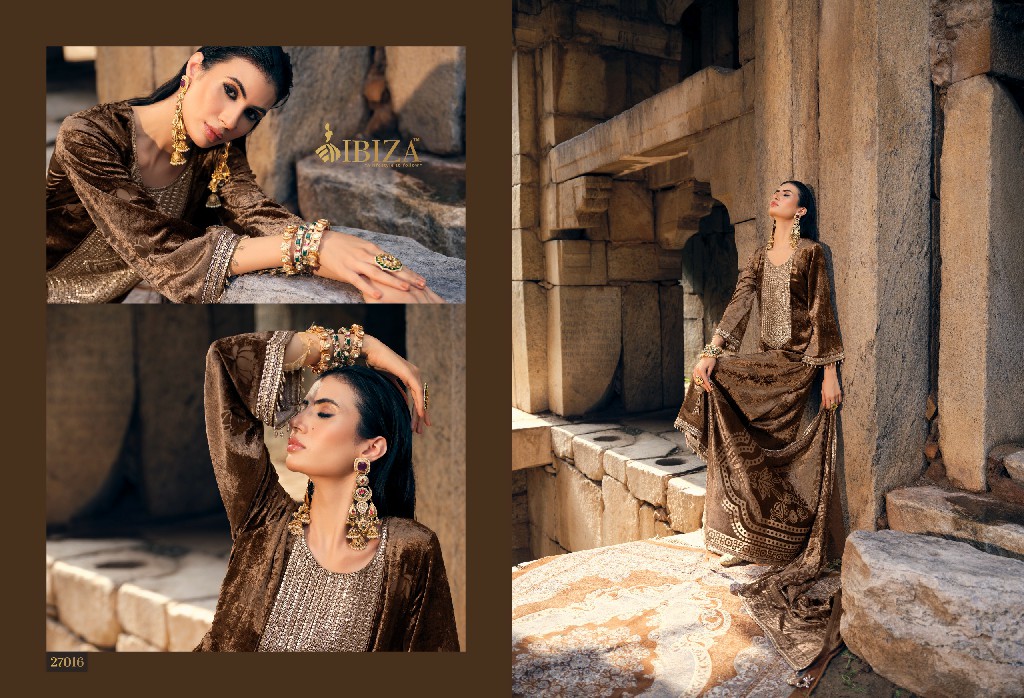 IBIZA SANG-E-SIYAH WHOLESALE PURE VELVET WINTER ELEGANT LOOK UNSTITCH SALWAR SUITS FOR EXPORT