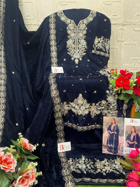 BILQIS D.NO 231A TO 231D WHOLESALE VELVET WINTER PAKISTANI 3 PCS SUITS FOR EXPORT