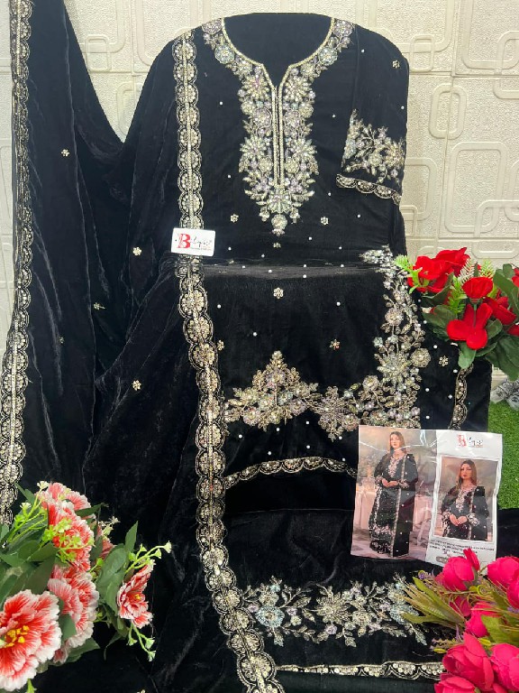 BILQIS D.NO 231A TO 231D WHOLESALE VELVET WINTER PAKISTANI 3 PCS SUITS FOR EXPORT