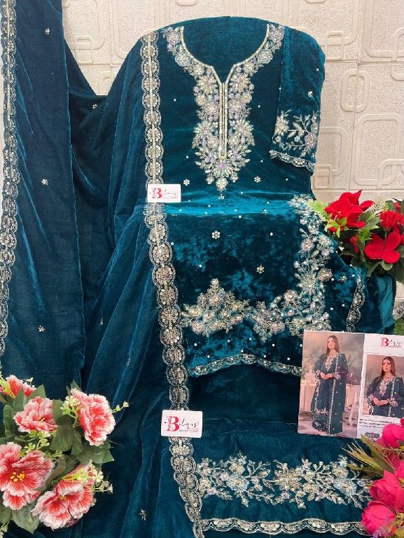 BILQIS D.NO 231A TO 231D WHOLESALE VELVET WINTER PAKISTANI 3 PCS SUITS FOR EXPORT