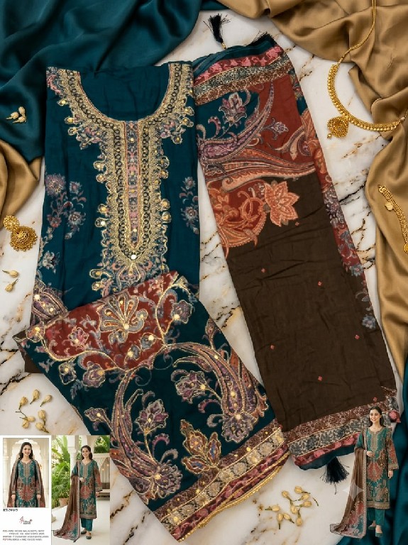SHREE FABS D.NO KT-344 WHOLESALE VISCOSE MUSLIN BEAUTIFUL UNSTITCH SALWAR SUITS SUPPLIER