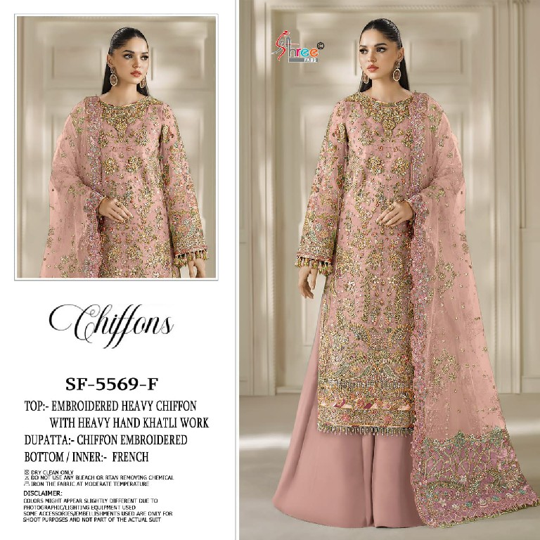 SHREE FABS D.NO 5569E TO 5569H WHOLESALE CHIFFON PAKISTANI POPULAR DESIGN UNSTITCH SALWAR SUITS EXPORTER