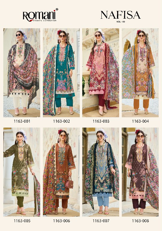 ROMANI NAFISA VOL 3 WHOLESALE SOFT COTTON EXCLUSIVE DESIGN UNSTITCH SALWAR SUITS SUPPLIER
