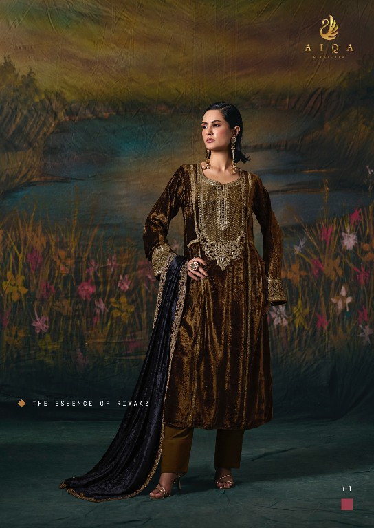 AIQA NOOR-E-RIWAAZ WHOLESALE VISCOSE VELVET WINTER SPECIAL UNSTITCH SALWAR KAMEEZ ONLINE