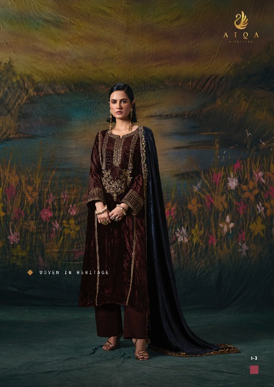 AIQA NOOR-E-RIWAAZ WHOLESALE VISCOSE VELVET WINTER SPECIAL UNSTITCH SALWAR KAMEEZ ONLINE